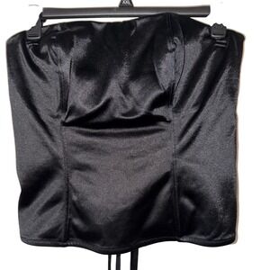Cacique Black Satin Lace Up Corset Top Strapless Padded Plus Size 22/24